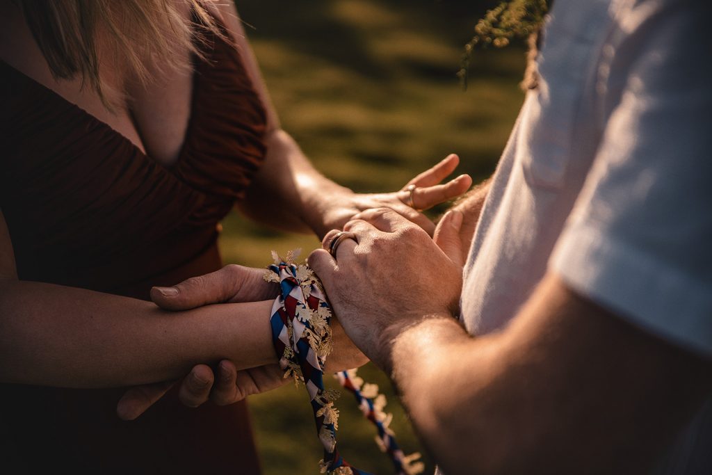 Tying the hands together in an ancient Celtic ritual