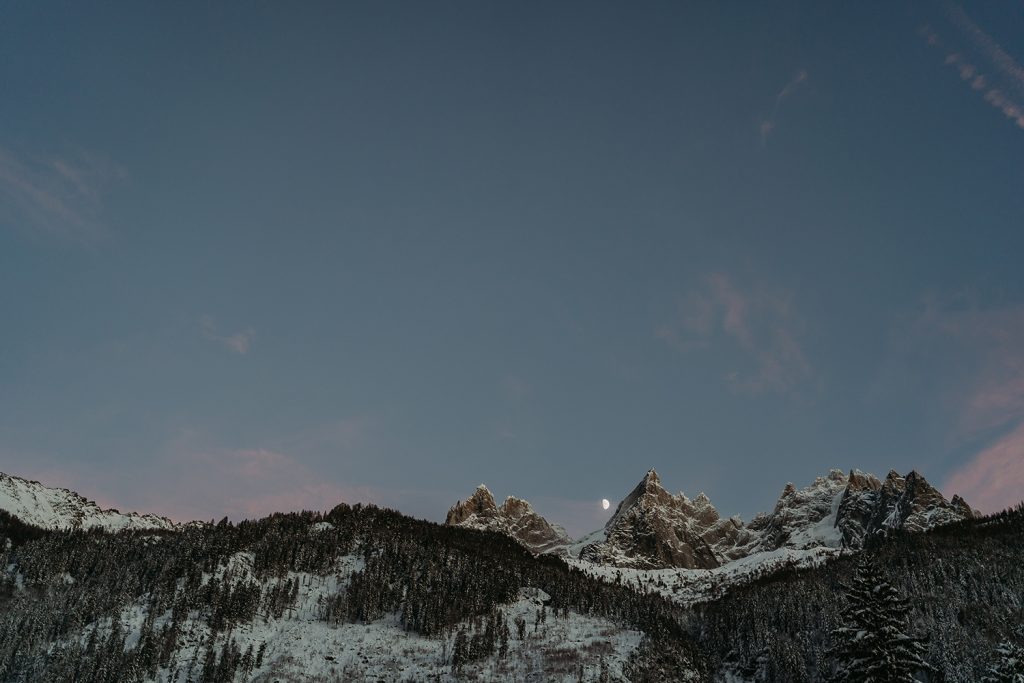 Moon rising over the French Alps