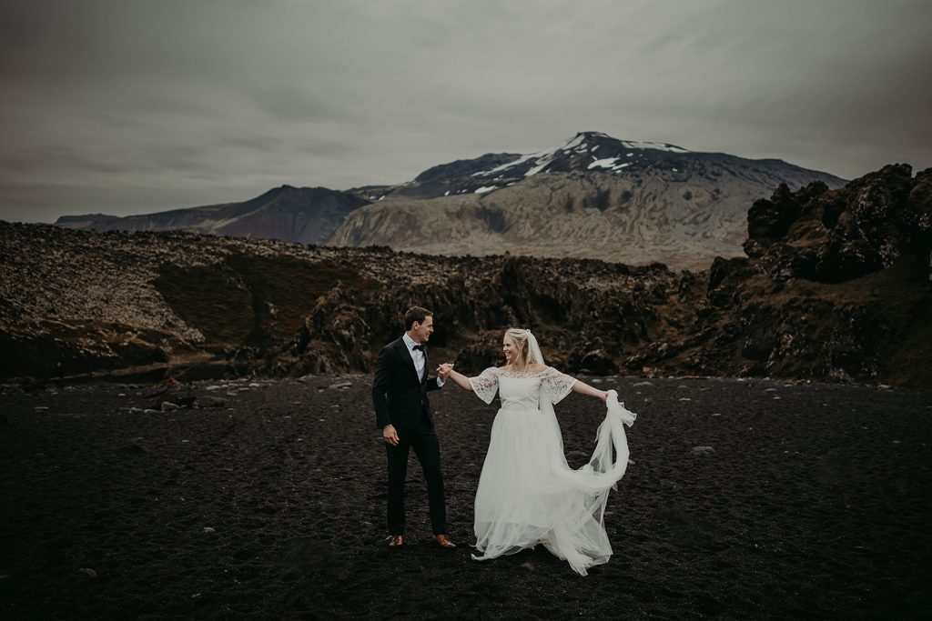 Elopement at Snæfellsjökull National Park in Iceland.