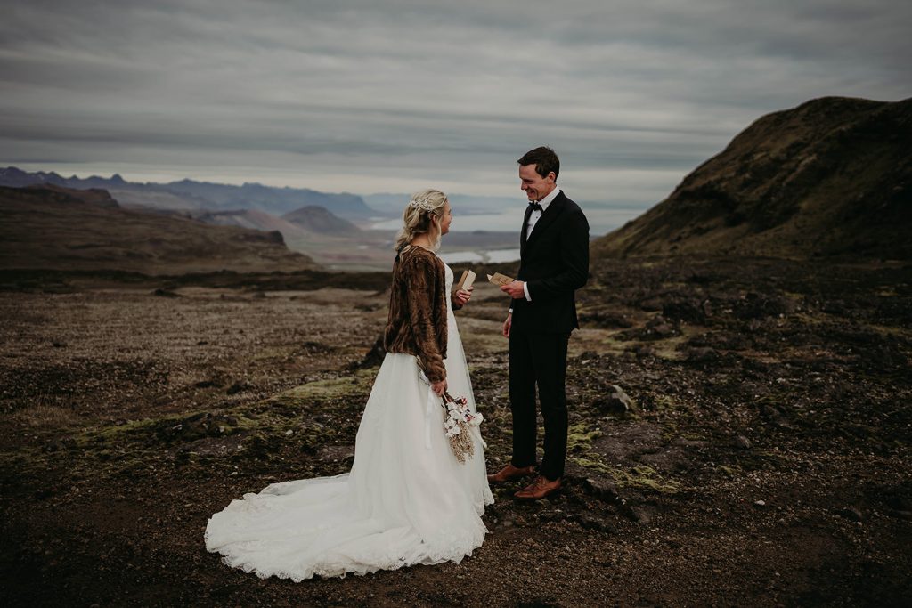Reading their vows in Iceland