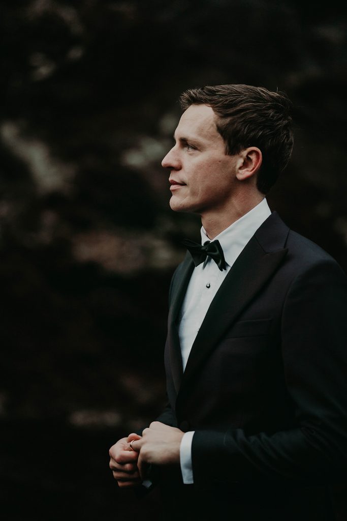 Groom at Iceland elopement